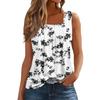Women's Pleated Square Collar Sleeveless Vest Print T-shirt
