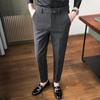 Men's Slim Fit Woolen Embroidered Trousers - Warm Casual Pants for Autumn/Winter