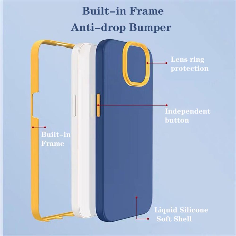 Original Liquid Silicone 3 In 1 Shockproof Armor Case For Iphone 12 13 Mini 11 Pro Xs Max X Xr Se3 7 8 6s Plus Se2 Soft Bumper