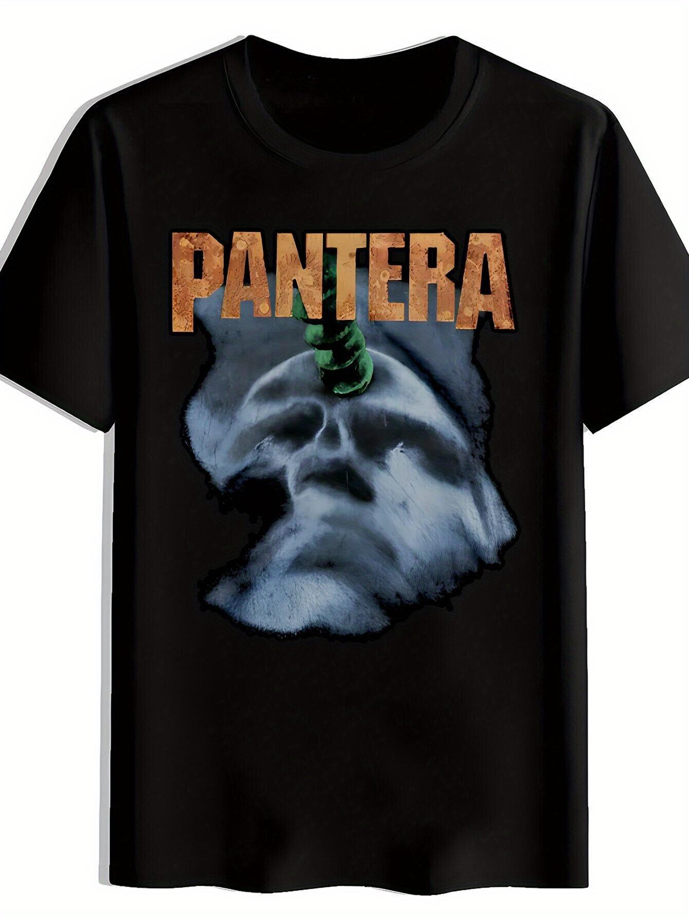 Vintage Rock Band Graphic T-shirt - Pantera & Skull Design S