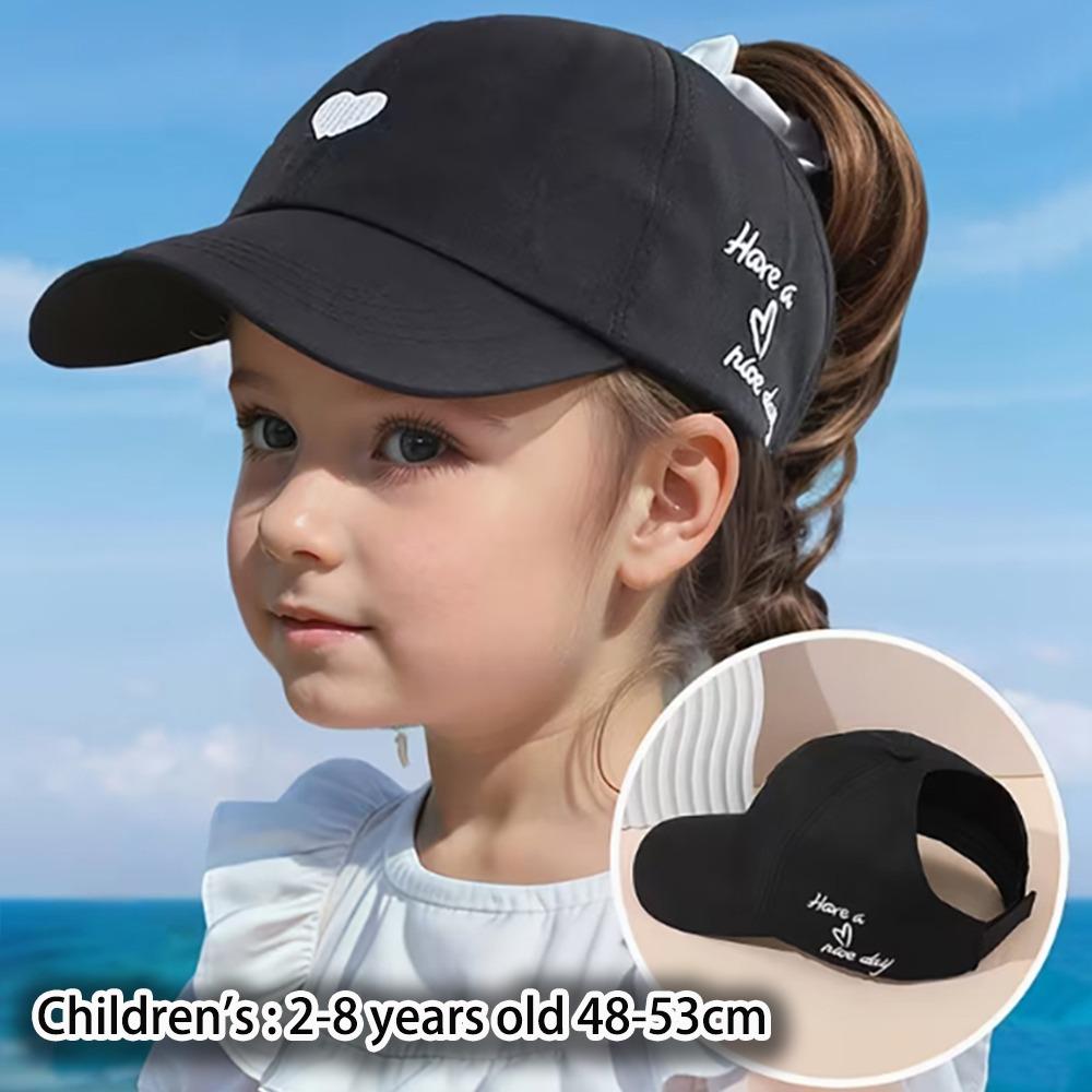 

Cute High Ponytail Cap Breathable Children s Baseball Hat New Baseball Cap for Girls black kid