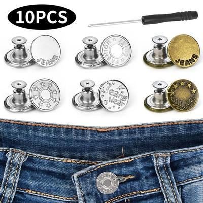 10Pcs/pack With Screwdriver Waist Extenders Button Clothing Pants Waist Buckle Jeans Buttons  Jeans