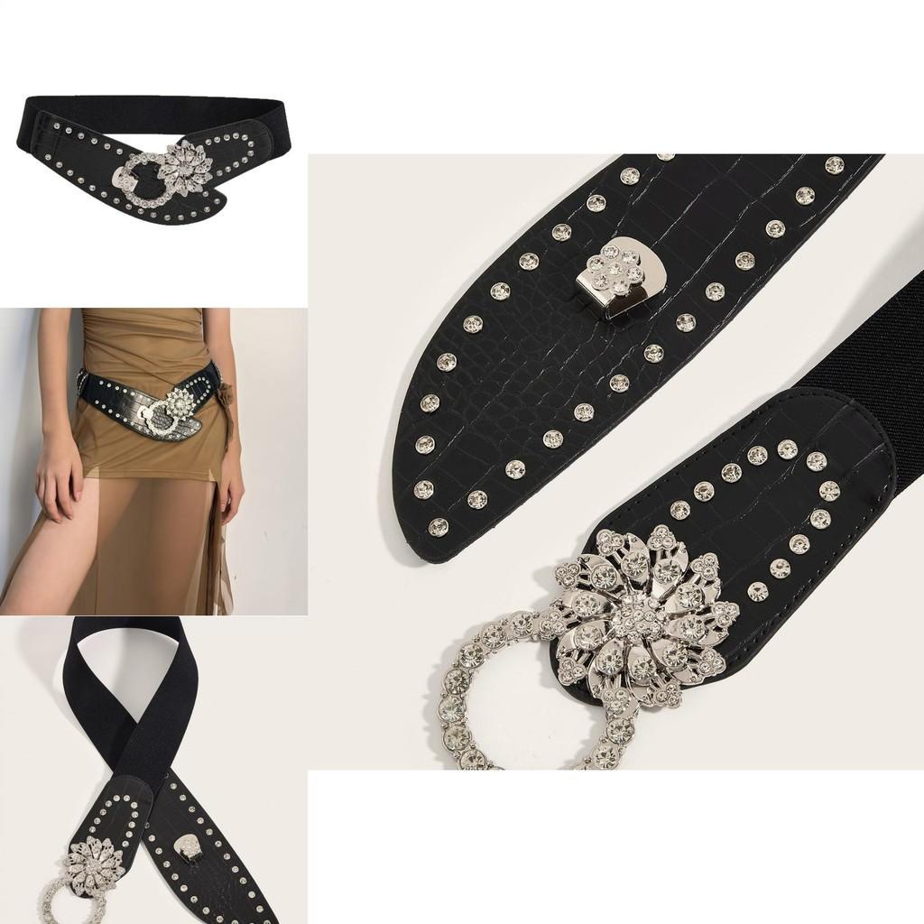Trendy Spring Metal Waist Belt With Sparkling Water Digger Buckle For Women Fashion