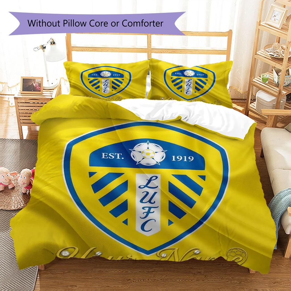 Leeds United Custom Name Pattern Bedding,Quilt Set Quilt Cover Pillowcase Home Birthday Gift(1 * duvet cover + 2 * pillowcase, without core)