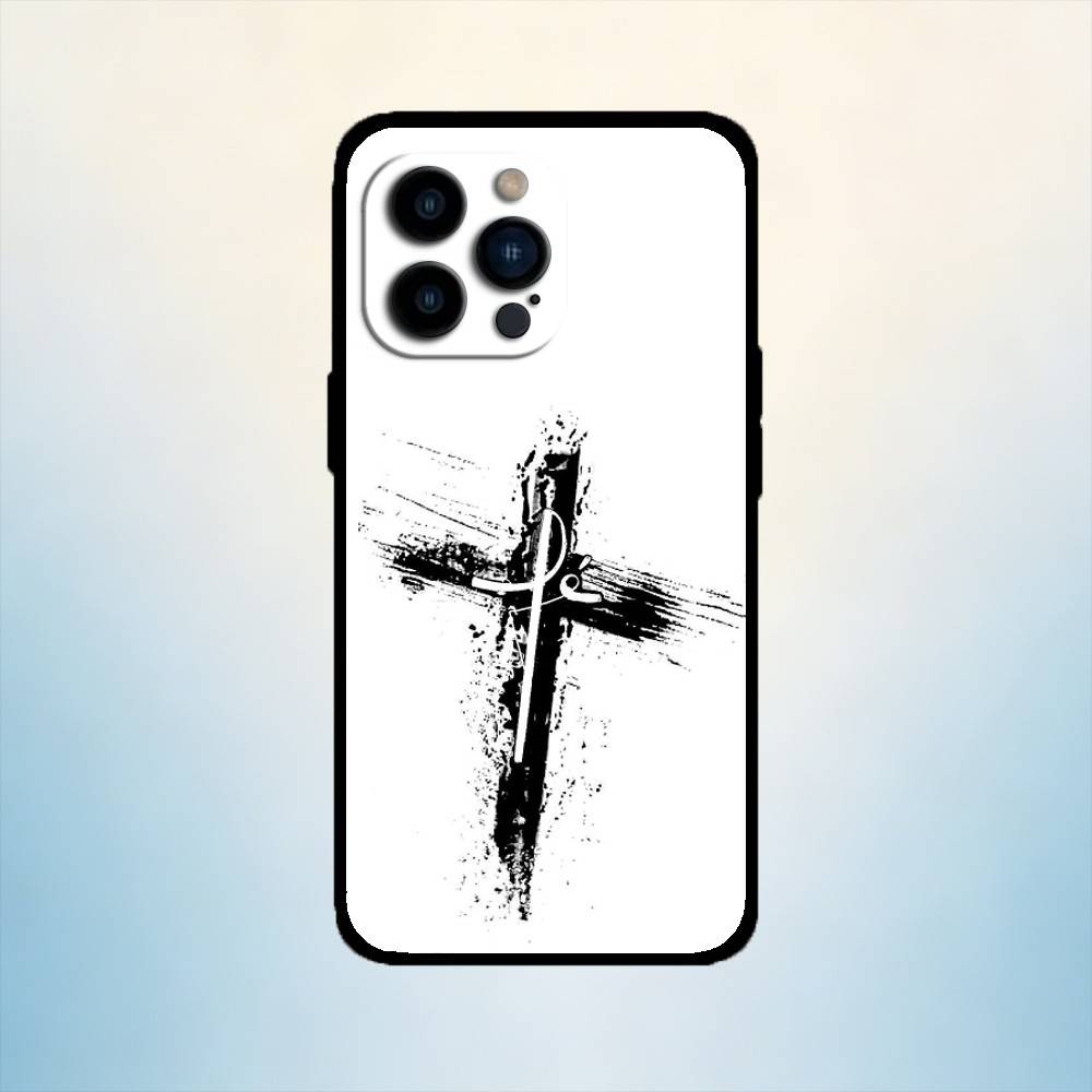 

AAA Black The Cross Of Jesus Phone Case For iPhone 17,16,15,14,13,12,11 Plus,Pro Max,XS,Soft Silicone Black Cover iPhone16e