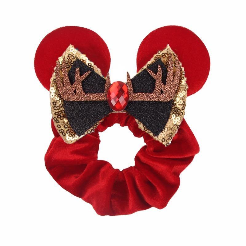 Vánoční Disney Roztomilé Uši Elastické Sametové Čelenky Pro Dívky Flitry 4" Mašle Čelenka Ženy Festivalový Výlet DIY Vlasové Doplňky