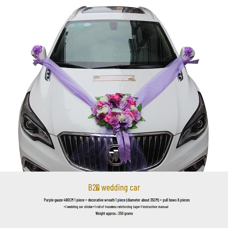 European-Style Wedding Car Decoration: Simulated Rose Head Flower Set