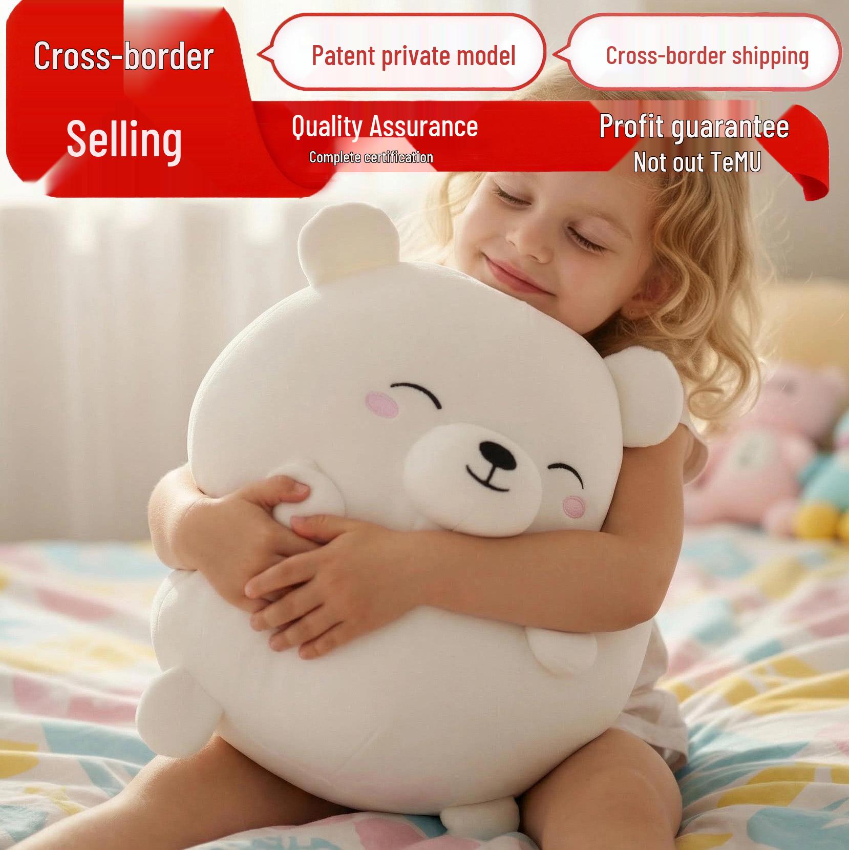 

White Bear Hug Pillow Plush Toy - Office Lumbar Support & Car Decor 25CM