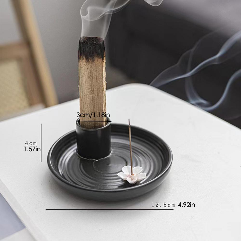 Hard to Tip Over Candle Holder Artistic Ceramic Palo Santo Holder Incense Burner Sturdy Well-made Scent Wood Stand Ash for Palo