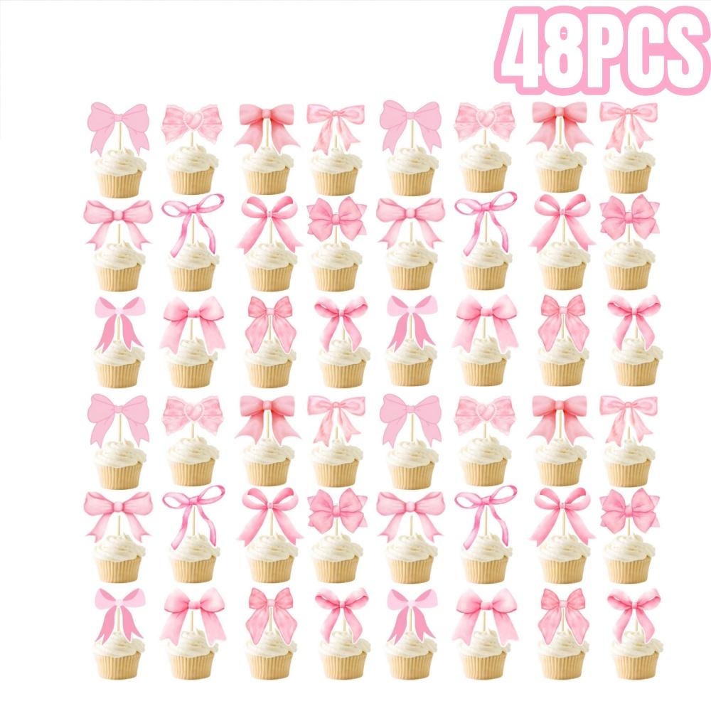 24/48 st Rosa Rosett Muffinsdekoration Rosa Rosett Födelsedagskalas Dekoration Bröllopsdusch Tårtdekoration Bröllopsfest Dekoration Fotorekvisita