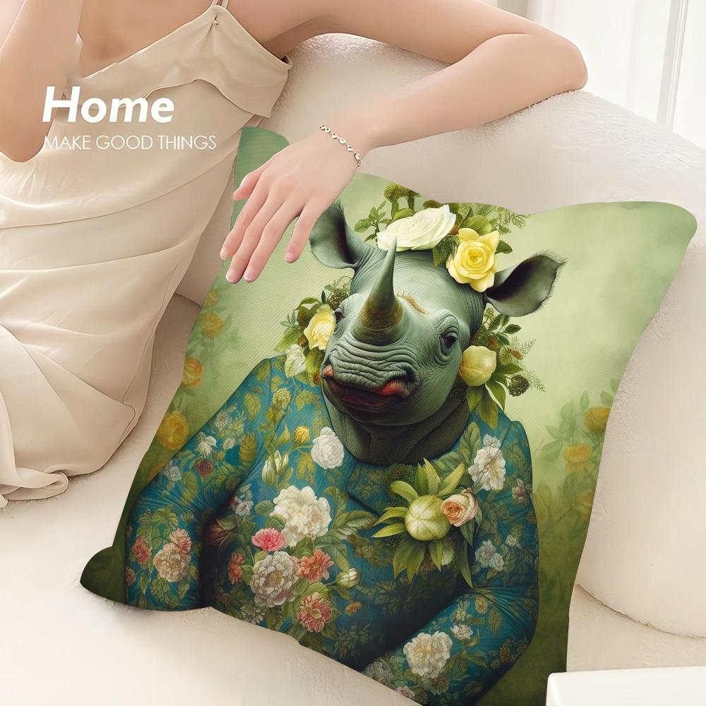 Animal Vintage Portrait Pillow Case Sofa Decorative Home Double-Sided Print Plush Square Throw Pillow Covers Cushion Decor Cover