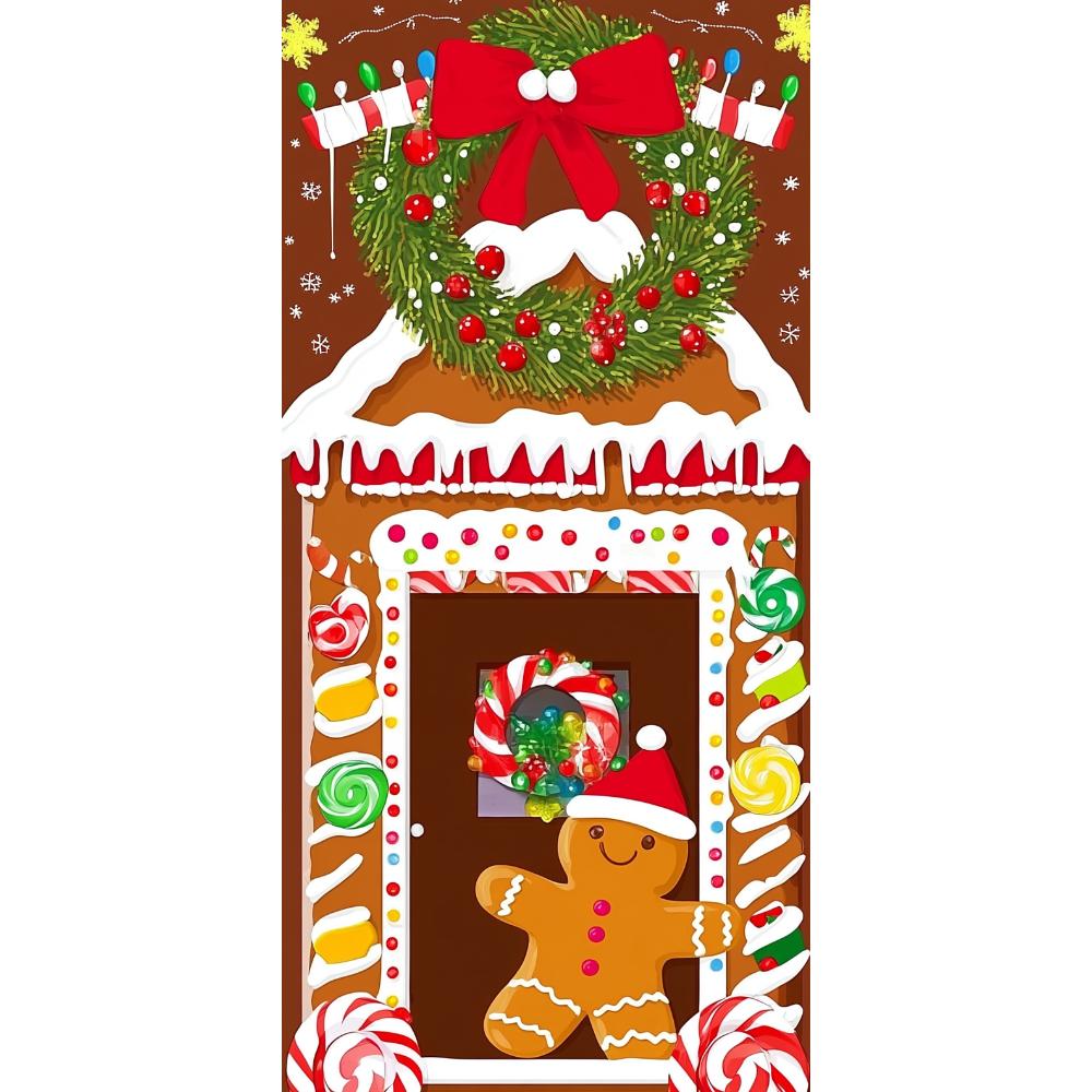 

Gingerbread Man Linings For Christmas Doors Outdoor Christmas Decorations 90x185cm Door Cover Home Xmas New Year Party Supplies