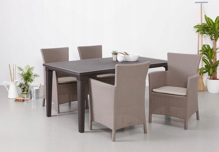 Stuhl Sessel Gartenstuhl für Balkon Terrasse Bequem Allibert + Kissen Beige