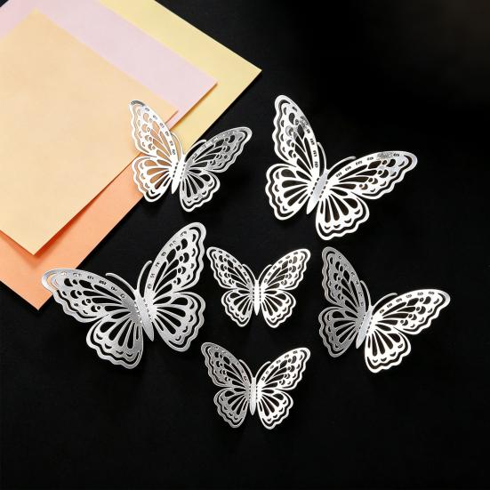 Yousheng 12 Pezzi Decorazione da Parete Farfalle 3D 3 Misure Farfalle Metalliche Vuote Decalcomania per Festa di Compleanno Decorazione Torta Rimovibile Fai da Te Murale Artistico da Parete per