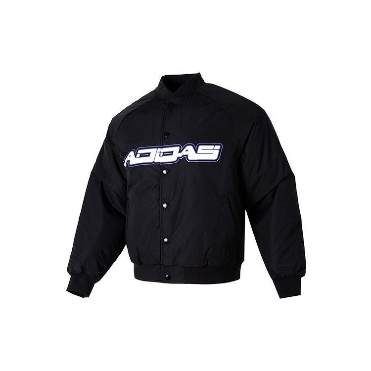 

adidas Solid Letter Shoulder Insert Casual Cotton Jacket Black White IK2412 XL