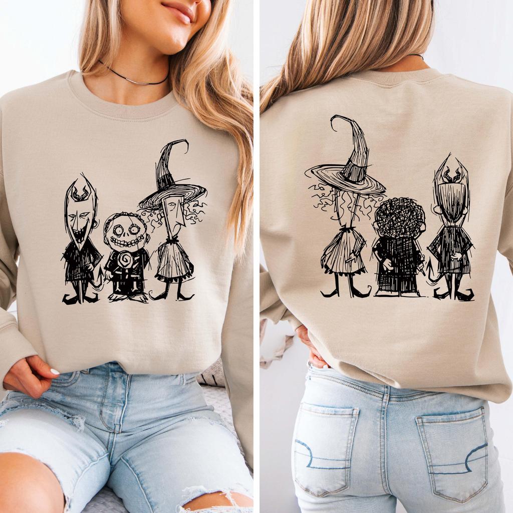 Nightmare Before Christmas Printed Womens Round Neck Sweatshirt AutumnWinter Fashion Trend Pure Cotton Top Neutral Sweatshirt