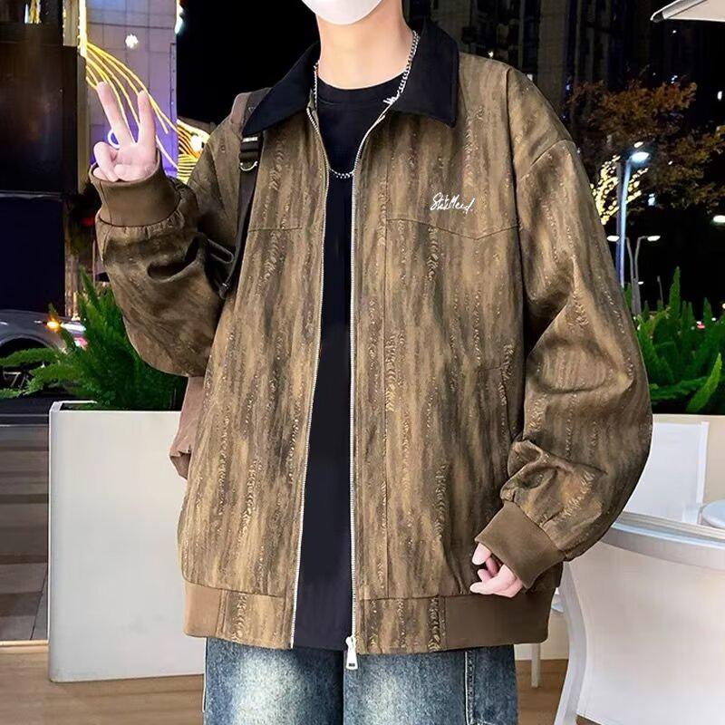 

Men s Tie-Dye Print Spring/Autumn Trend Jacket - Stylish Executive Pique Casual Workwear for Teens XL кавовий