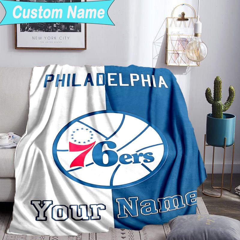 Custom Name Blanket Philadelphia Basketball Team Blanket Bedding Blanket for Travel, Camping, Living Rooms, Offices, Sofas, Fan Christmas gift