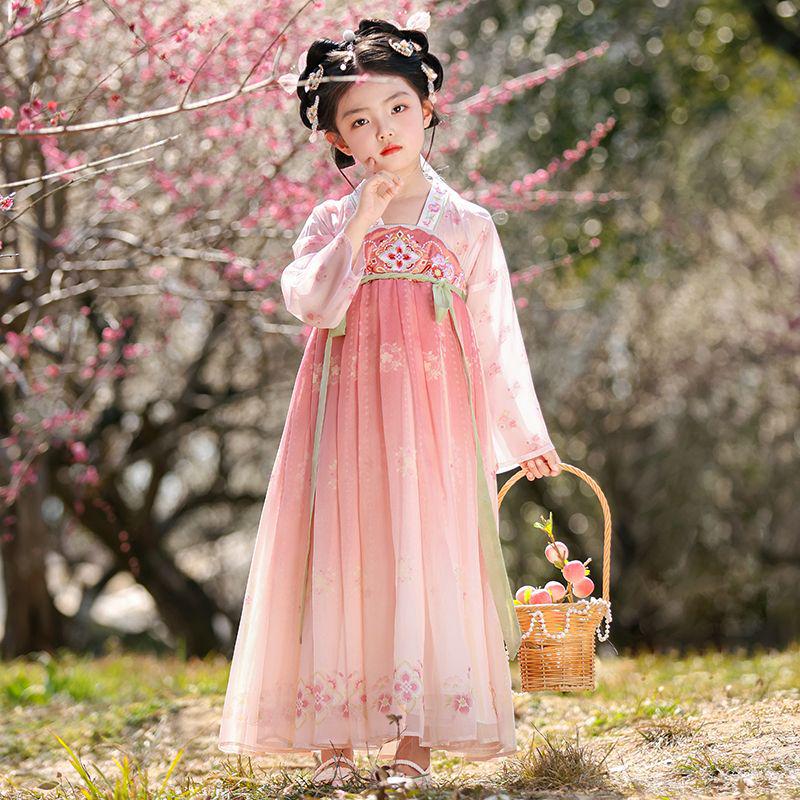 

2026 Exquisite Tang Dynasty Style Hanfu: Girls Super Fairy Princess Jumper Skirt - Perfect for Performances & Daily Wear Size 110