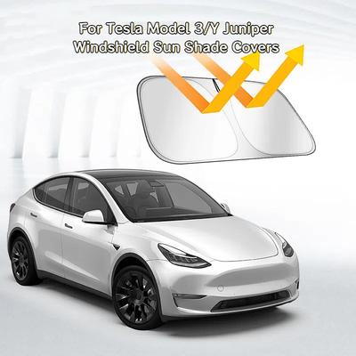 Windschutzscheiben-Sonnenschutz Faltbare Sonnenblende Abdeckung Für Tesla Model Y Juniper/Model3 Highland Frontscheibe UV-Schutz 2025-2025