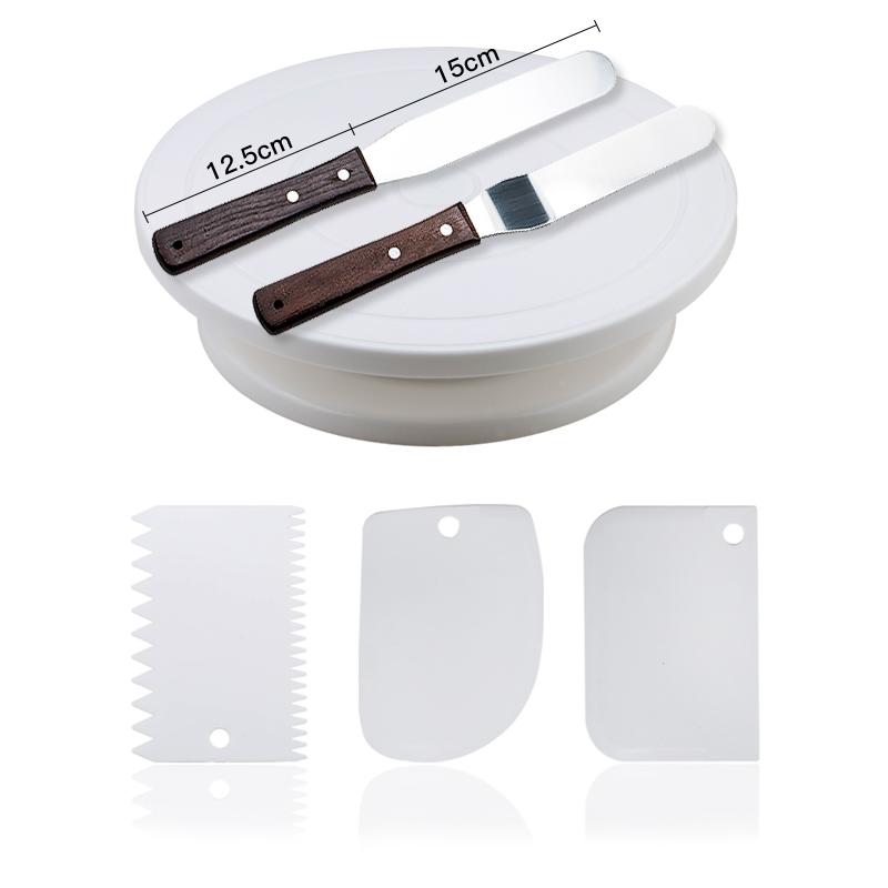 FAIS DU 6Pcs/Set Plastic Cake Turntable Rotating Cake Plastic Dough Pastry Decorating Stand Rotary Table DIY Pan Baking Tool