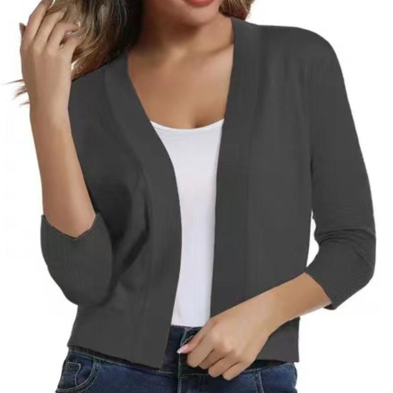 IHUASU Knitwear Women's Simple Versatile Short Jacket Autumn and Winter Knitted Cardigan