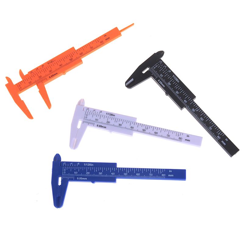 1Pc Mini Sliding Vernier Caliper Plastic Measure Ruler Gauge Double Scale 80Mm