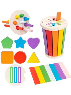 Brinquedos Montessori de Classificação por Cor e Correspondência Brinquedo de Reconhecimento de Formas de Madeira Brinquedos Educacionais de Aprendizagem de Matemática para Crianças Brinquedos para Crianças Pequenas Habilidades Motoras Finas Presentes