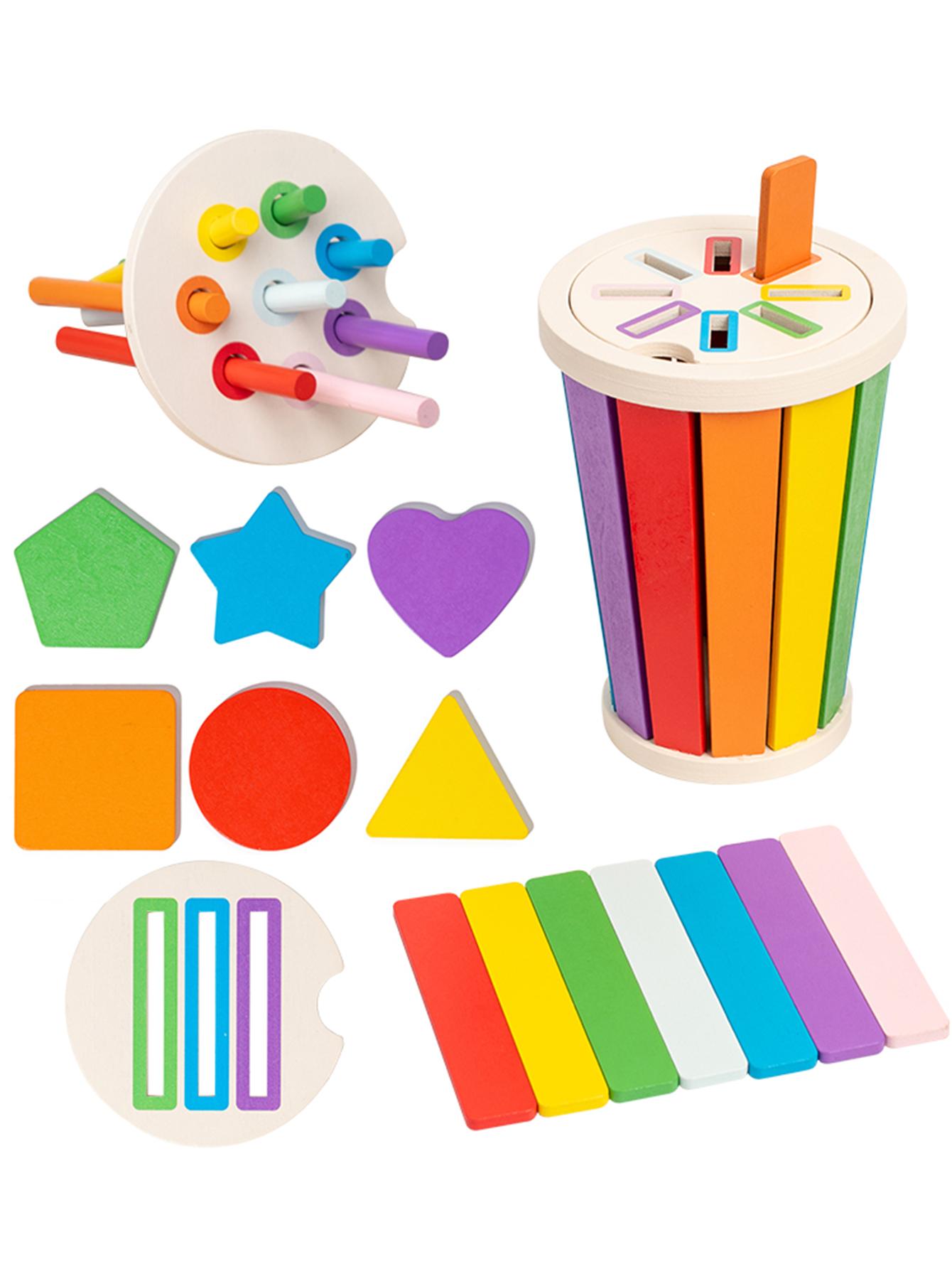 

Montessori Color Sorting Matching Toys Wooden Shape Recognition Toy Kids Math Learning Educational Toys Todders Fine Motor Gifts разноцветный