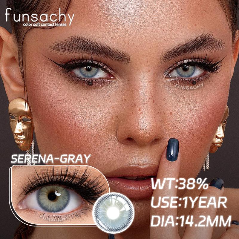 FUNSACHY 1 Pair Colored Contact Lenses for Eyes Blue Lens Gray Green Eye Makeup Natural Lenses Fashion Beauty Cosmetics Pupils