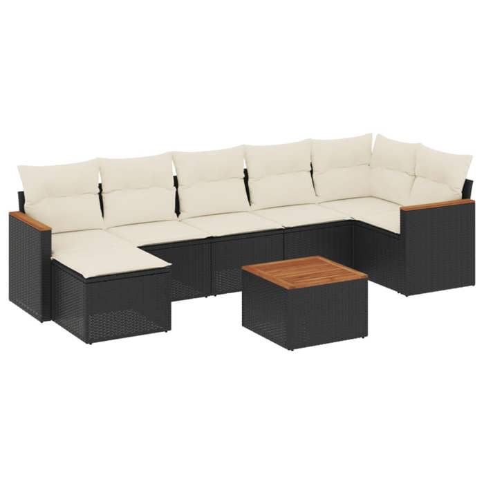 VidaXL Salon de Jardin avec Coussins 8 pcs, Canapés de Terrasse, Ensemble de Meubles de Patio, Mobilier d'Extérieur, Noir 3258598