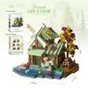 Forest Log Cabin & Windmill Treehouse Building Set - Compatible with LEGO, Educational Blocks for Kids