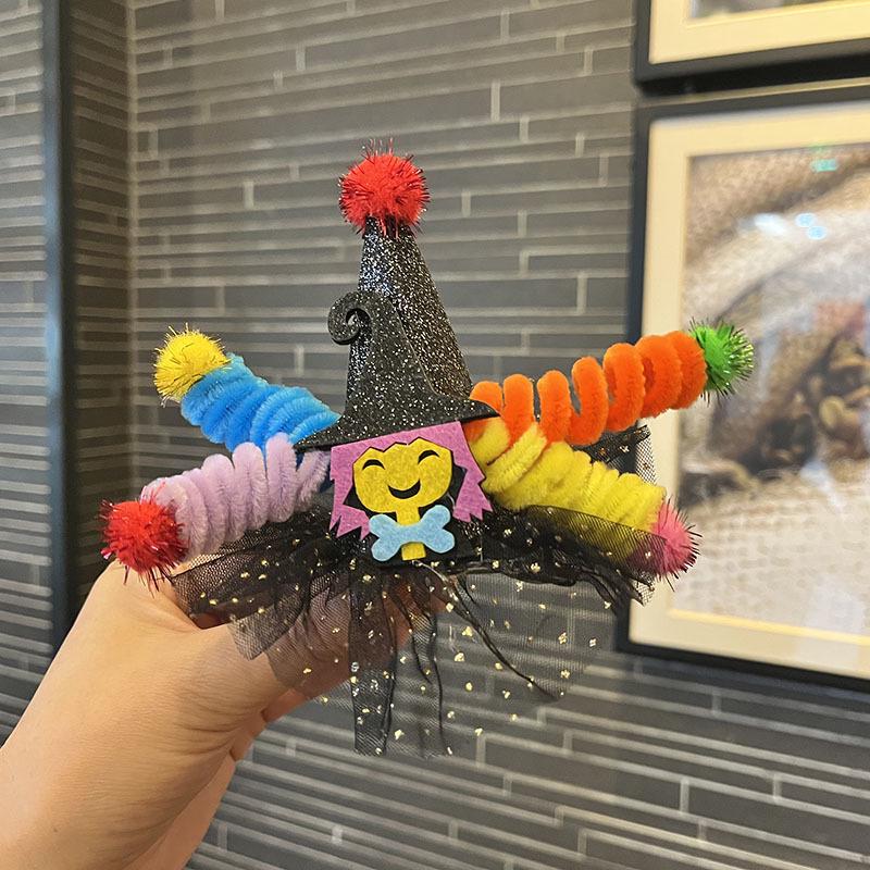 Evropský a americký halloweenský klobouk z dýně a tmavá čelenka s lebkou, sponka do vlasů pro dětské fotografie