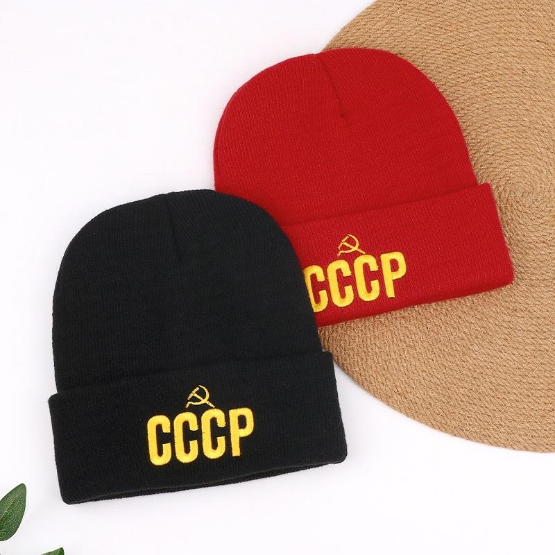 Pullover CC Hat Winter Knitted Hat Cold Wool Hat Three-dimensional Russian Embroidery CP Popular Letters Men and Women