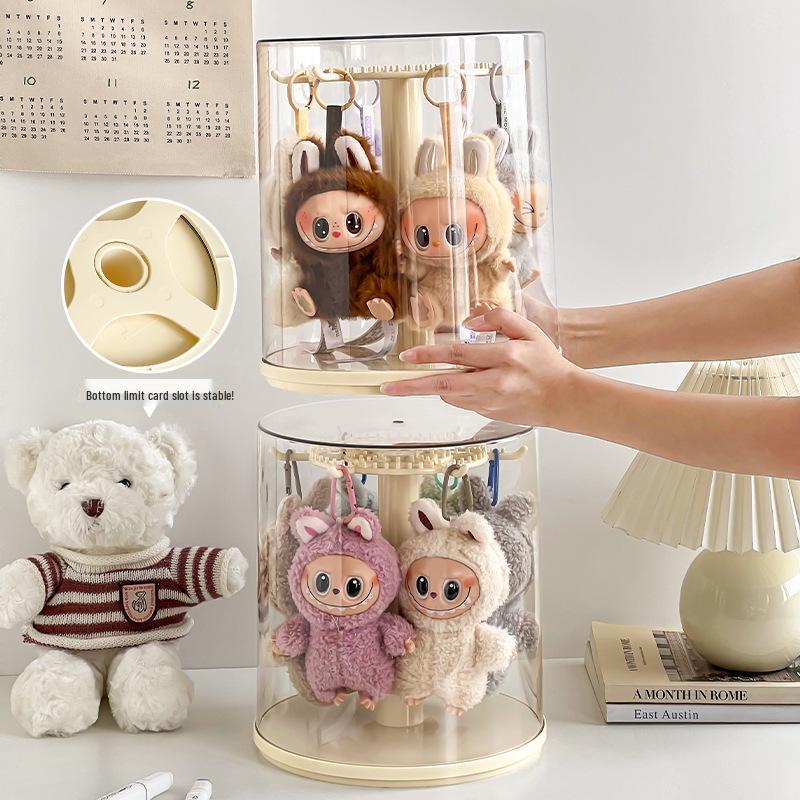 Rotating Labubu Plush Figurine Display Box and Stand
