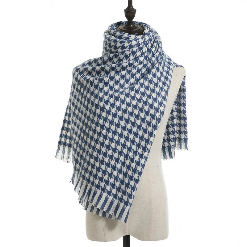 2025 New Winter Checkered Cashmere Scarf Thickened Shawl Scarf Women Thousand Bird Grid Scarf