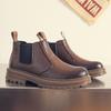 Chelsea Boots Men'S Cigarette British Style High Top Leather Men'S Boots Season Fleece Warm Martin Boots Men'S