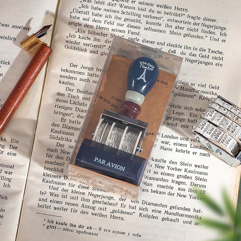 Vintage Datumsstempel DIY Konto Einstellbarer Jahr Monat Tag Rollstempel Grenzüberschreitender Jahresstempel