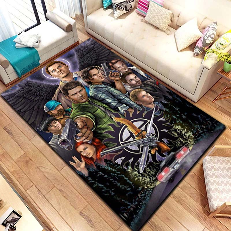 2026new Supernatural Sign Dean Sam Carpet Rug for Living Room Bedroom Home Sofa Decoration,Kids Play Area Rug Non-slip Floor Mat