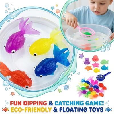 Floating Goldfish Toys Transparent Eco-Friendly Ocean Sea Animals Kids Bath Fishing Play Set