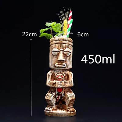 1 Piece 450ml Hawaii Tiki Mugs Cocktail Cup Beer Beverage Mug Wine Mug Ceramic Ku.Ku.Kauioo Mugs Barware