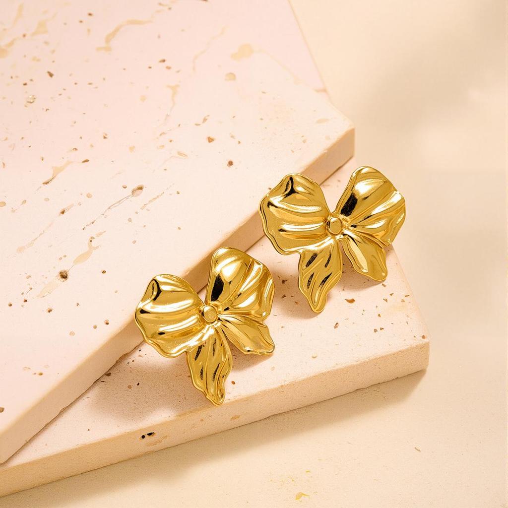 Geometric Irregular 18k Gold Titanium Steel Earrings for Women
