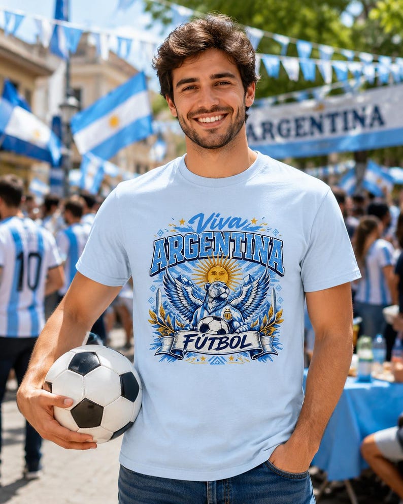 Argentina Soccer Shirt, Viva Argentina Futbol T-Shirt, Argentina Football Fan Tee, World Cup Shirt, Soccer Game Day Gift for Men Women S