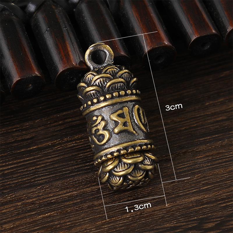 Brass Heart Sutra Six-Syllable Mantra Keychain Pendant for Men