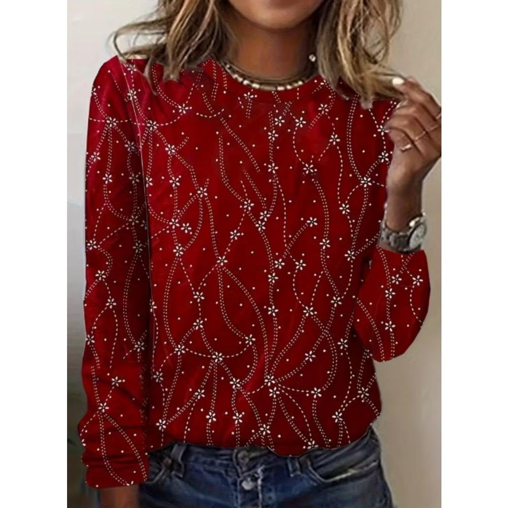 European and American Women's Long Sleeved Printed Fashionable Spring, Summer, Autumn T-shirts, Streetwear Tops
