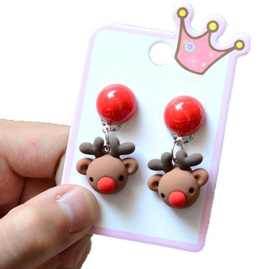 Colorful Acrylic Santa Claus Cartoon Earrings – Parent-Child Style Clips