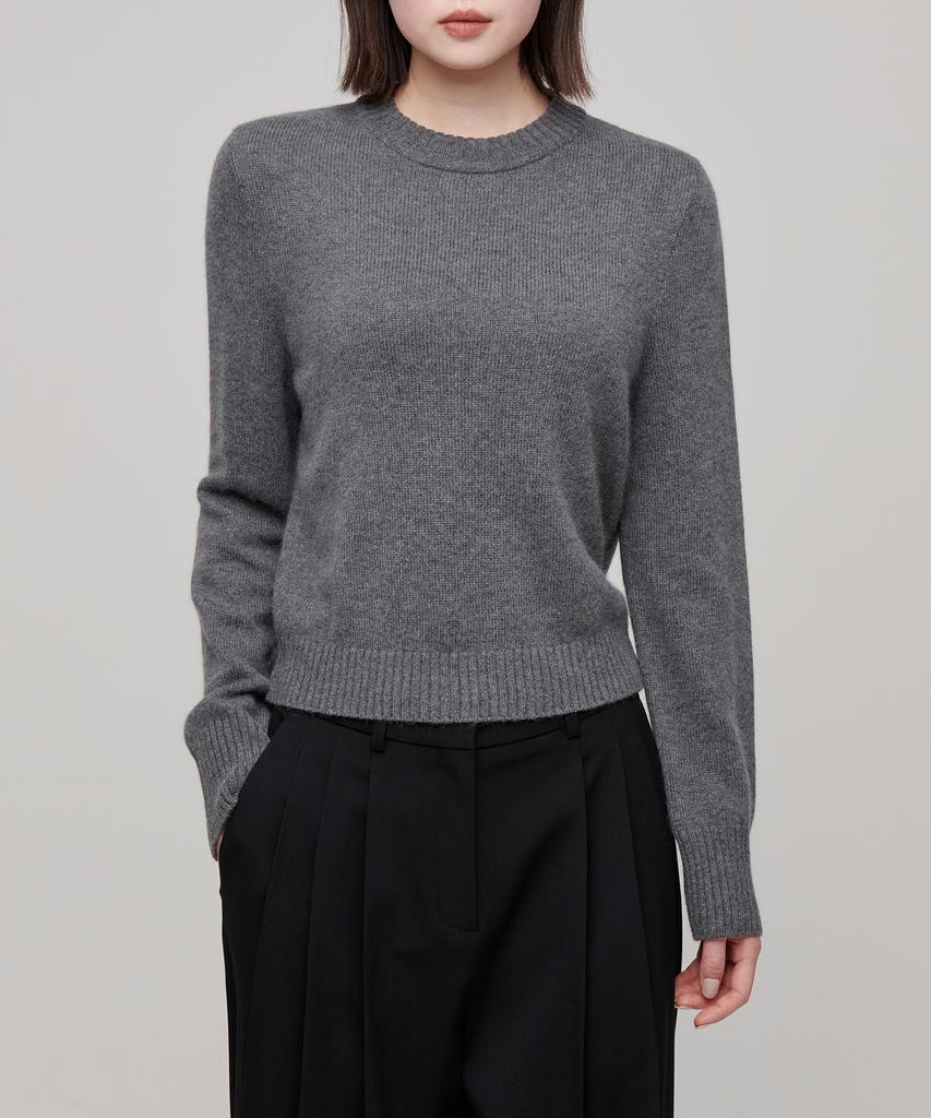 MUSINSA STANDARD WOMAN Women'S Angora Blend Crew Neck Knit [Medium Grey]