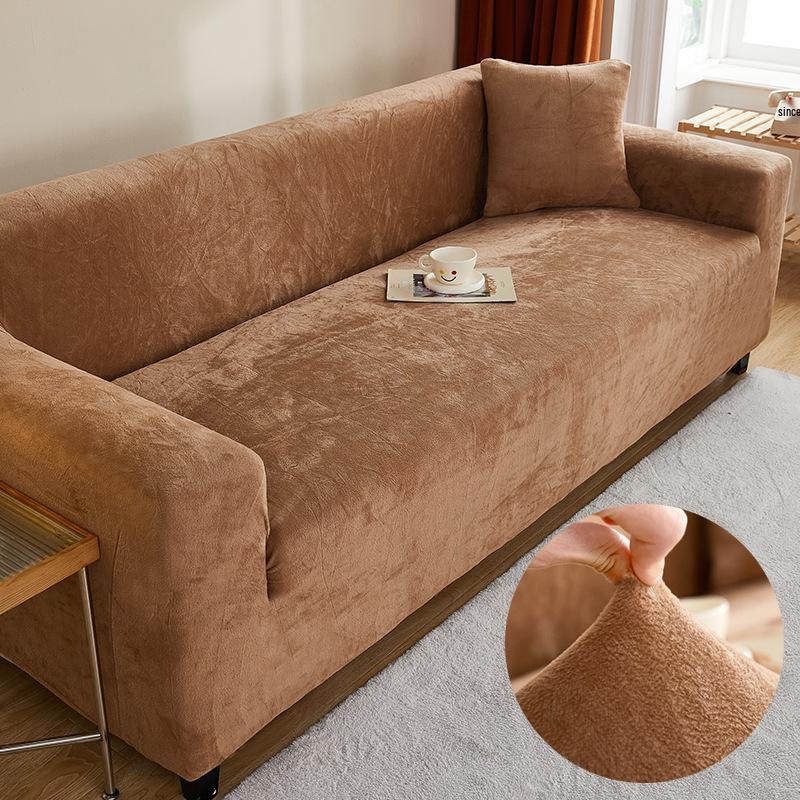 

Европейский плюшевый эластичный чехол на диван для осени/зимы - Толстый, нескользящий, полностью облегающий для кожаных диванов Sofa 3-Seater 190-230cm