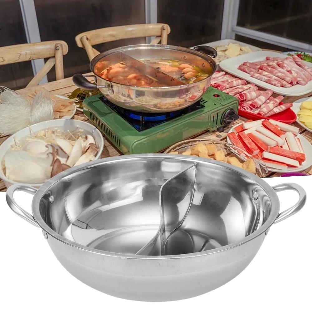 Thicken Yuanyang Pot 28-36cm Stainless Steel Pot Chinese Restaurant Hot Pot  Gas Induction Cooker