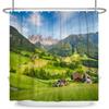 Natural Scenery Shower Curtain Blue Sky Grassland White Clouds 3D Printing Home Bathroom Decoration Waterproof Curtain With Hook